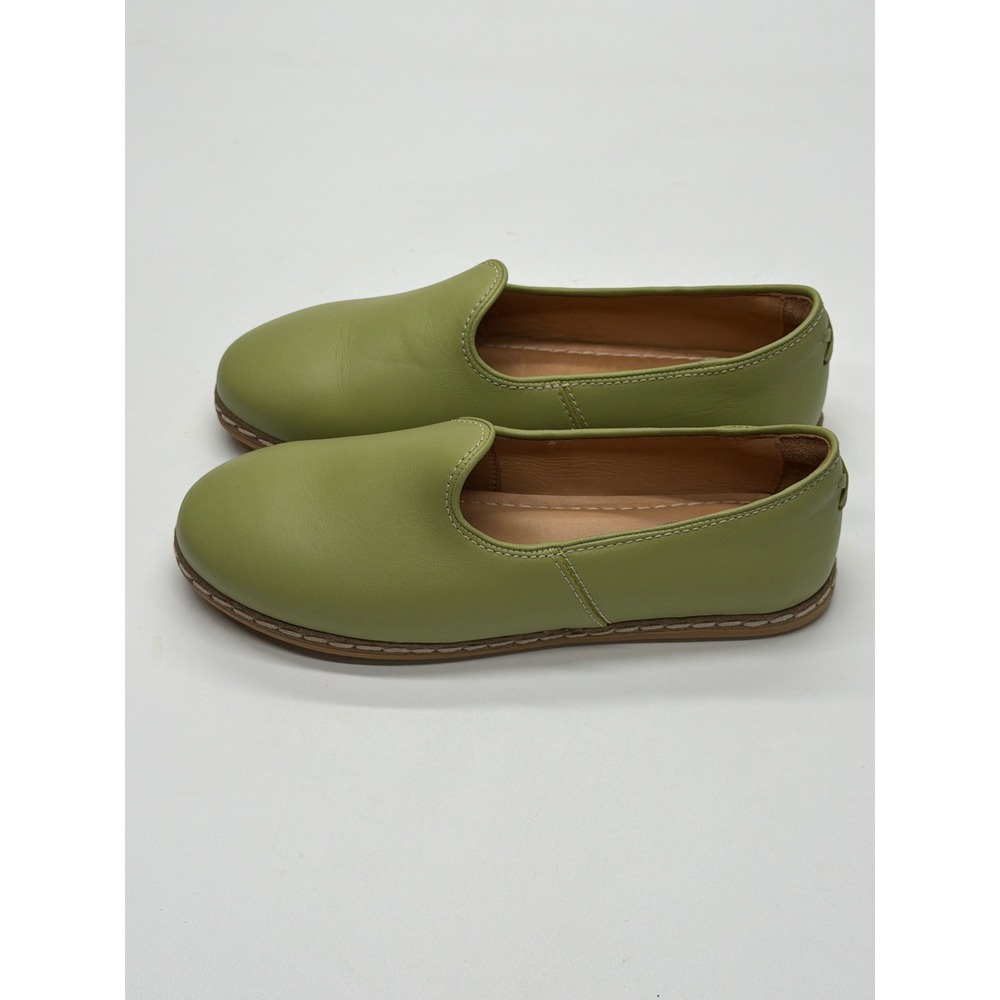 Charix Artisan Leather Loafers Lime Green Womens Slip On Flats Size 39 - Picture 5 of 12